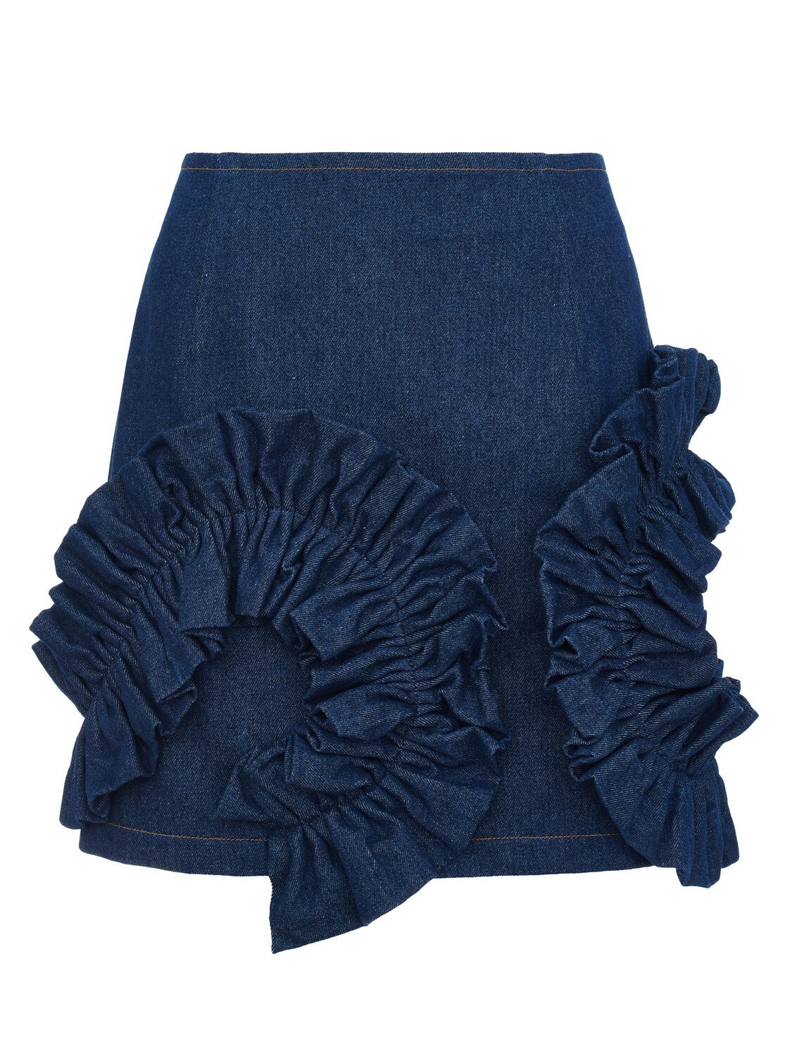 Denim mini skirt with ruffles